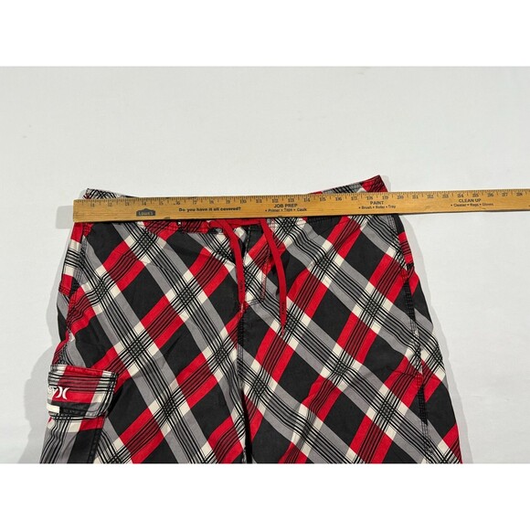 Hurley Mens Red Plaid San Juan Boardshorts Trunks Drawstring Swimwear Sz 36 - Picture 5 of 12